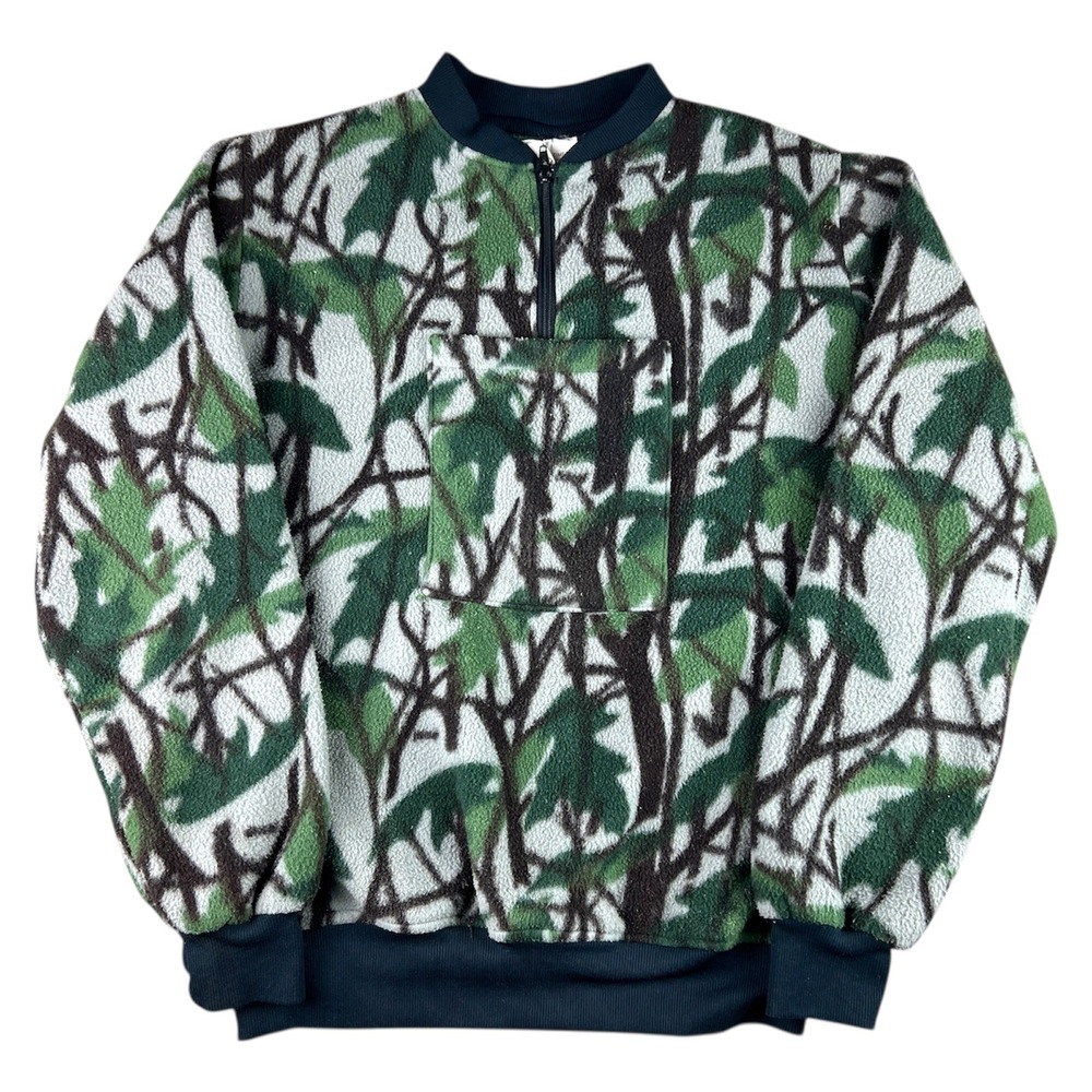 Tall Timber Archery 1/4 Zip Fleece Pullover Jacket Men Large Green Woodland Camo